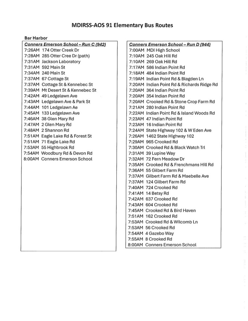 UPDATED Bus C and D Routes