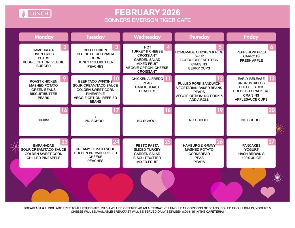 February Cafe Menu