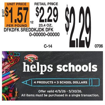 Hannaford Helps Schools Tag Example