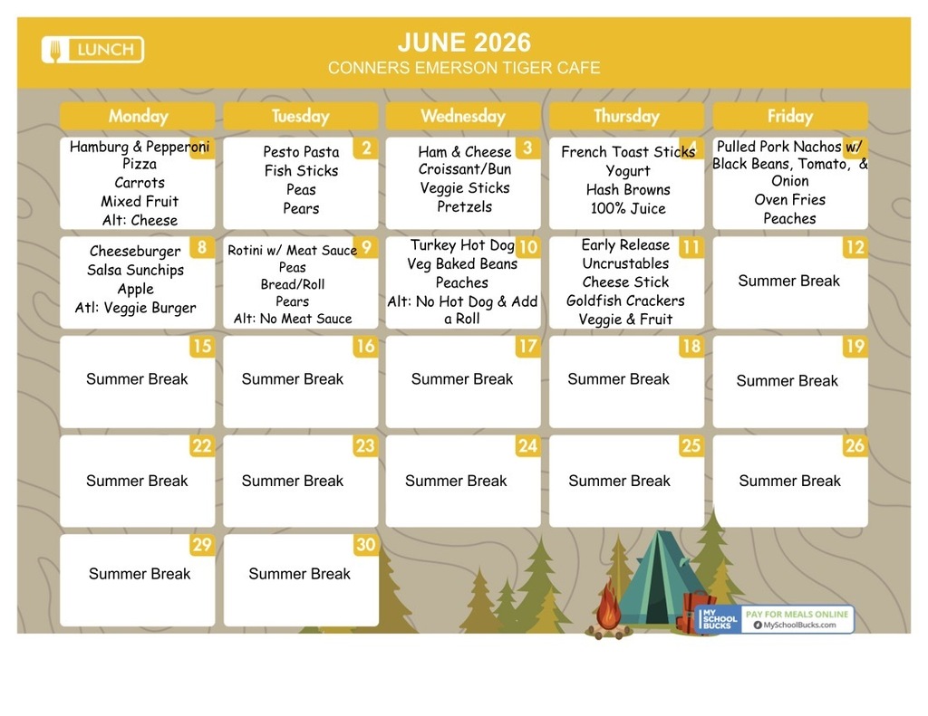 June 2026 Lunch Menu