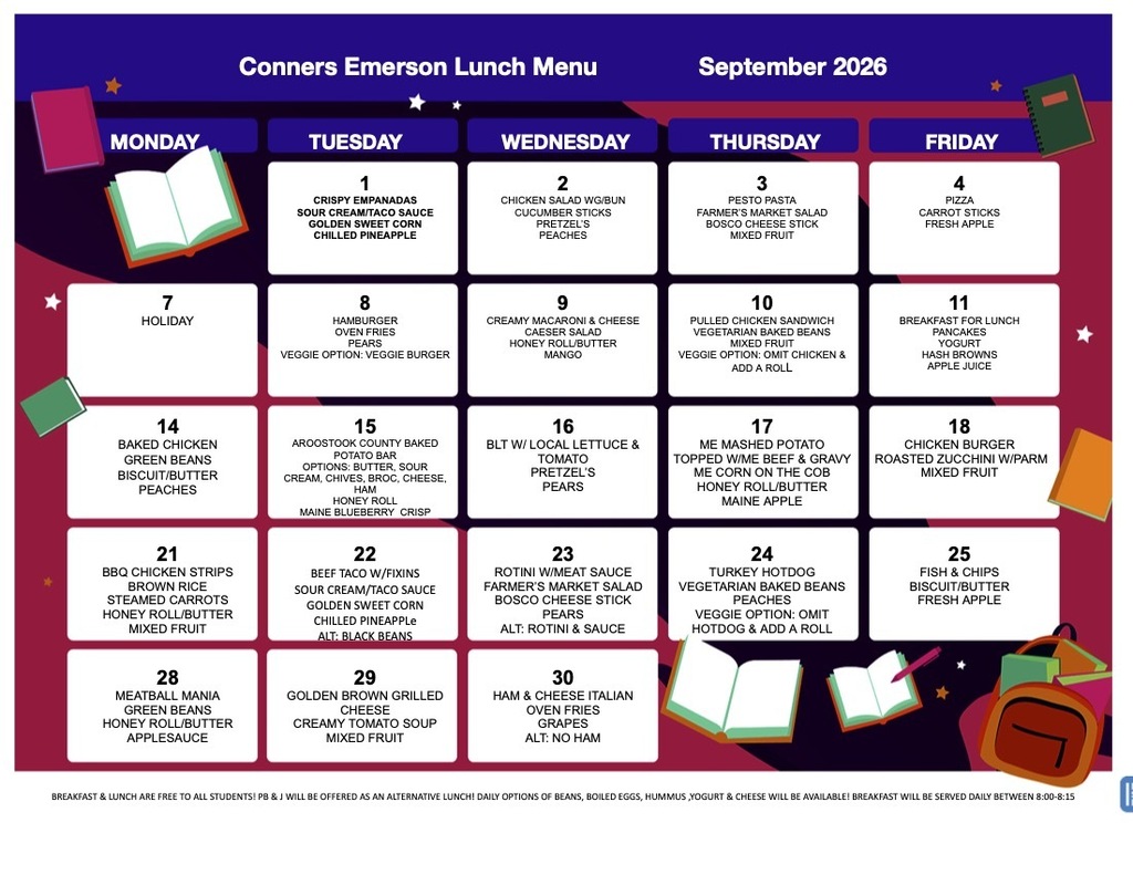 September School Lunch Menu