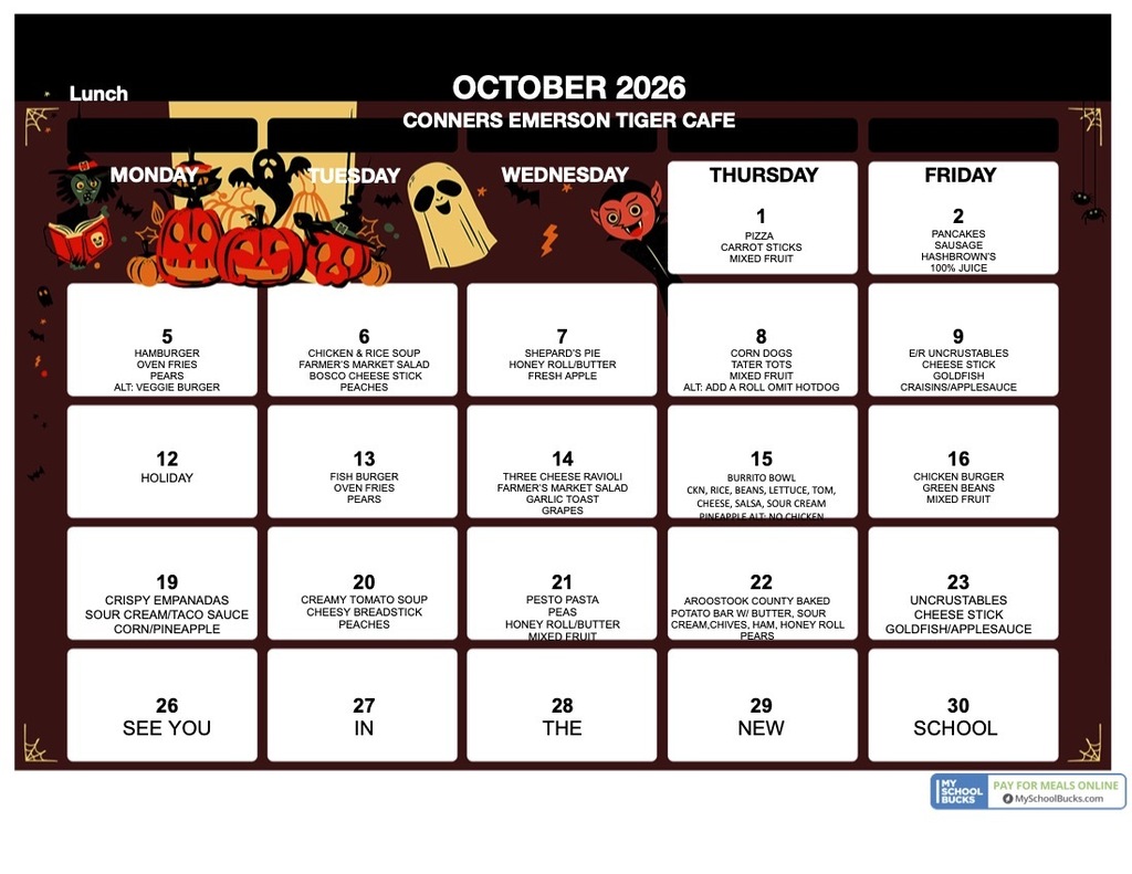 October Lunch Menu