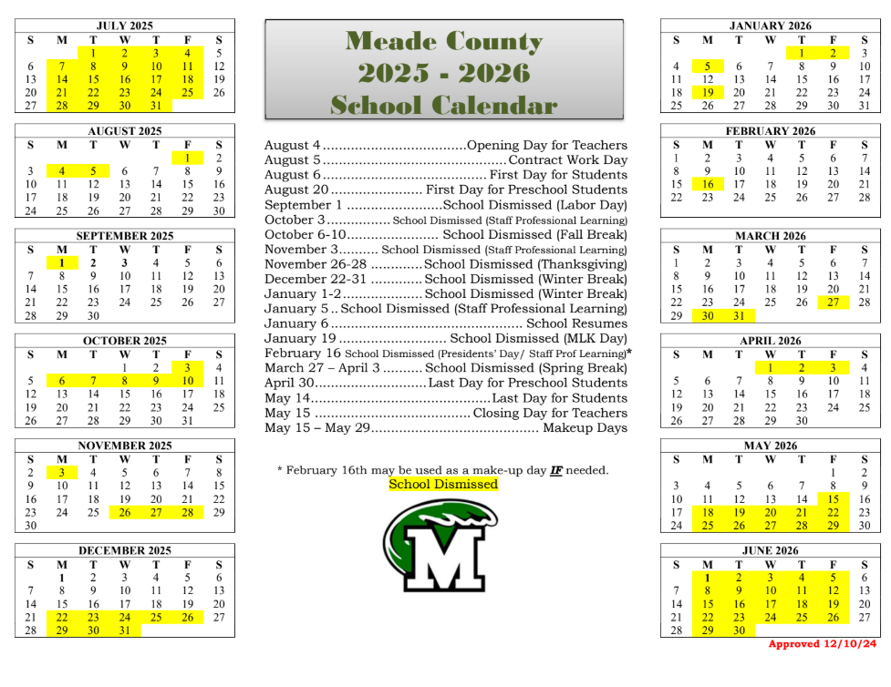 Meade County Schools Approves 2025-2026 Calendar | David T. Wilson Elementary School