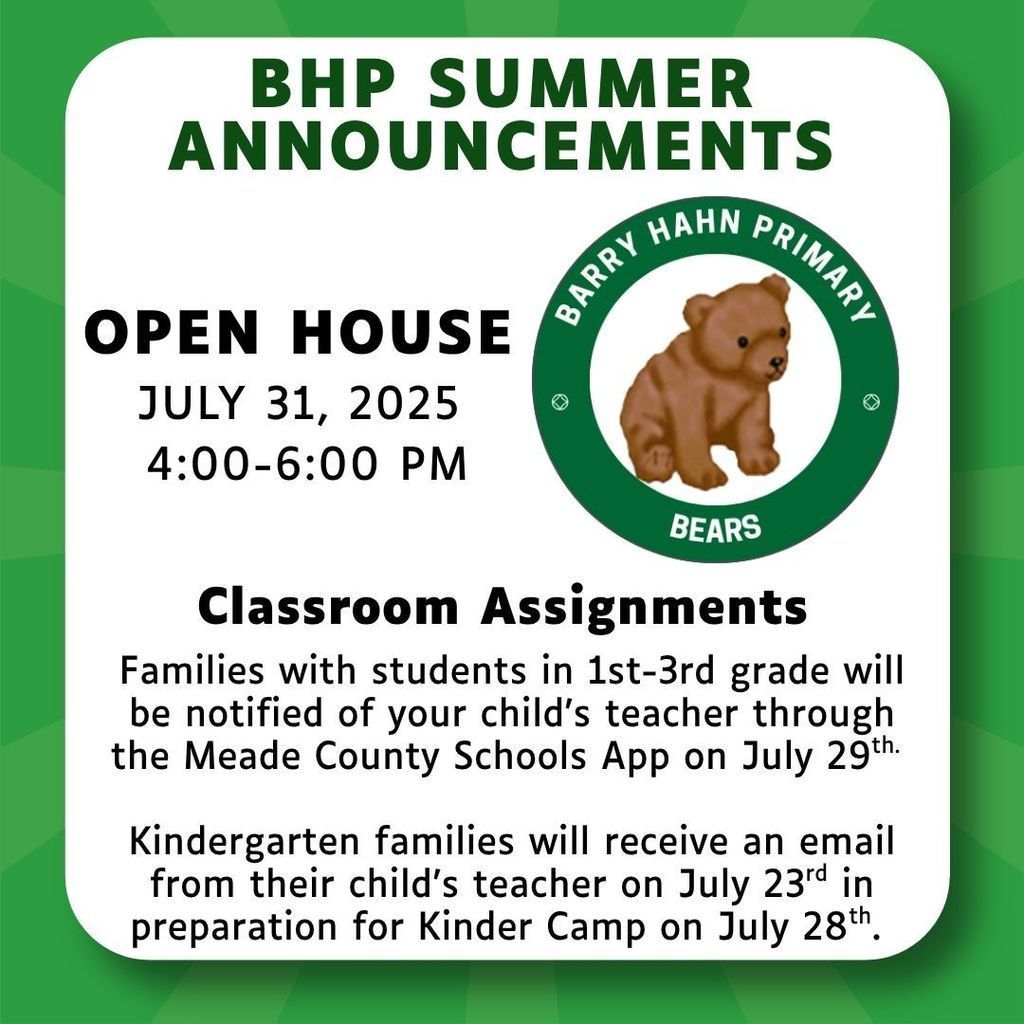 Summer Announcements