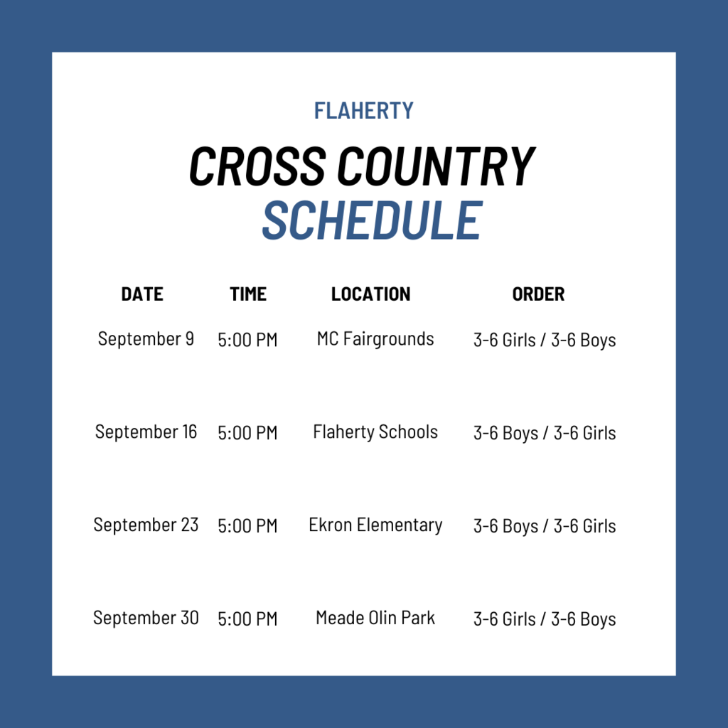 2025 Cross Country Schedule