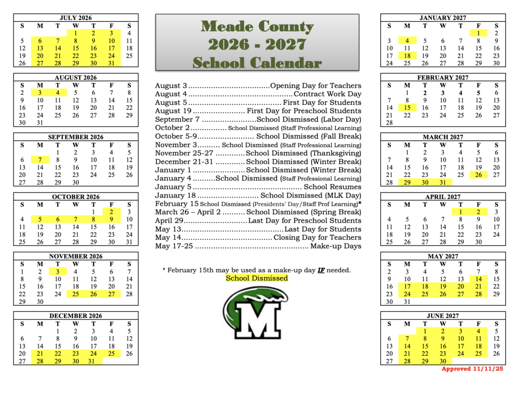MCS calendar
