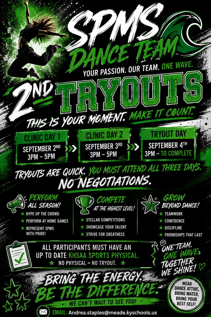 SPMS Dance Team tryouts for 6th graders! 