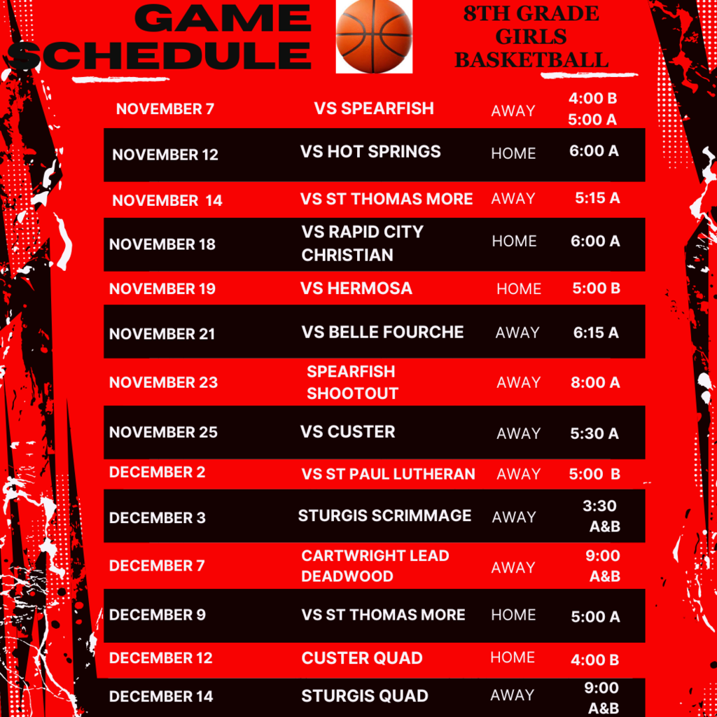 8th Grade Girls Basketball Schedule
