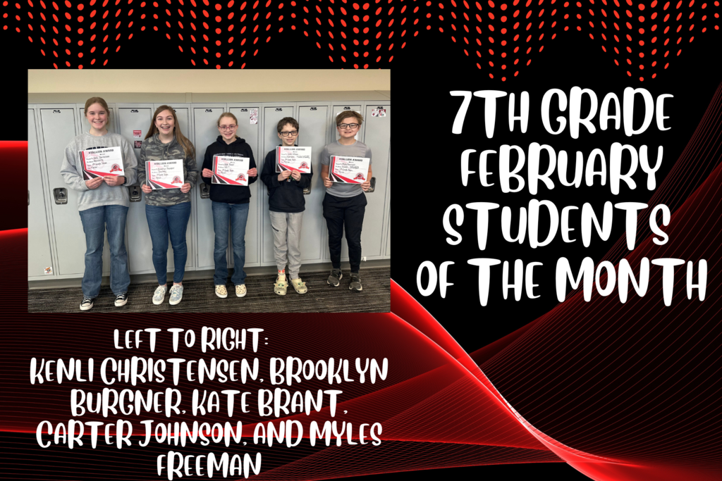 7th Grade February Students of the Month