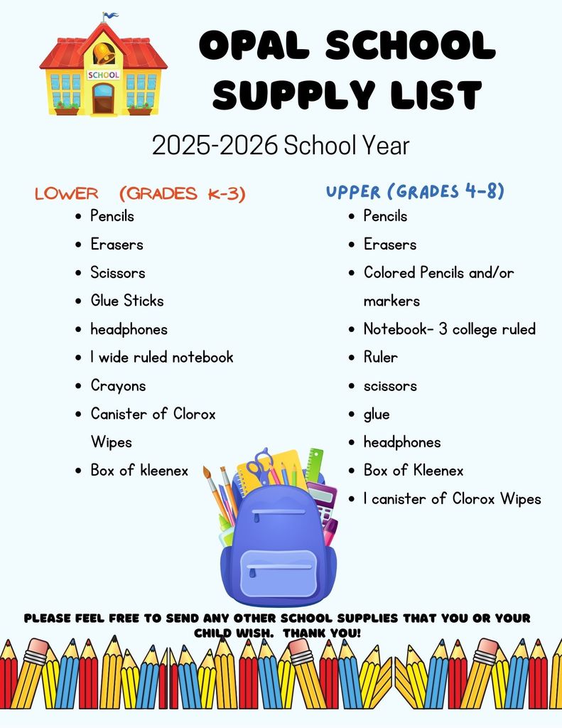 Opal Classroom Supplies