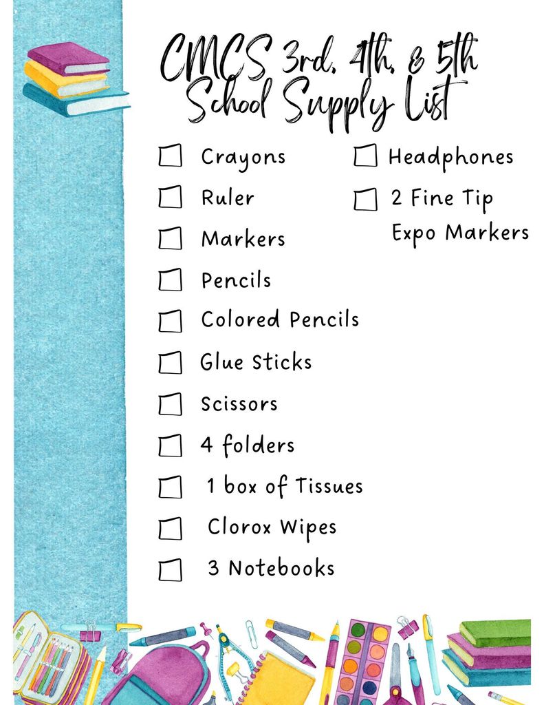 CMCS 3rd-5th Supply List