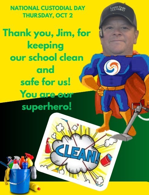 superhero with cleaning supplies