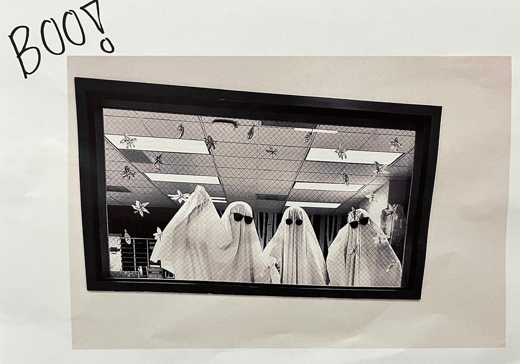 3 ghosts in school with saying