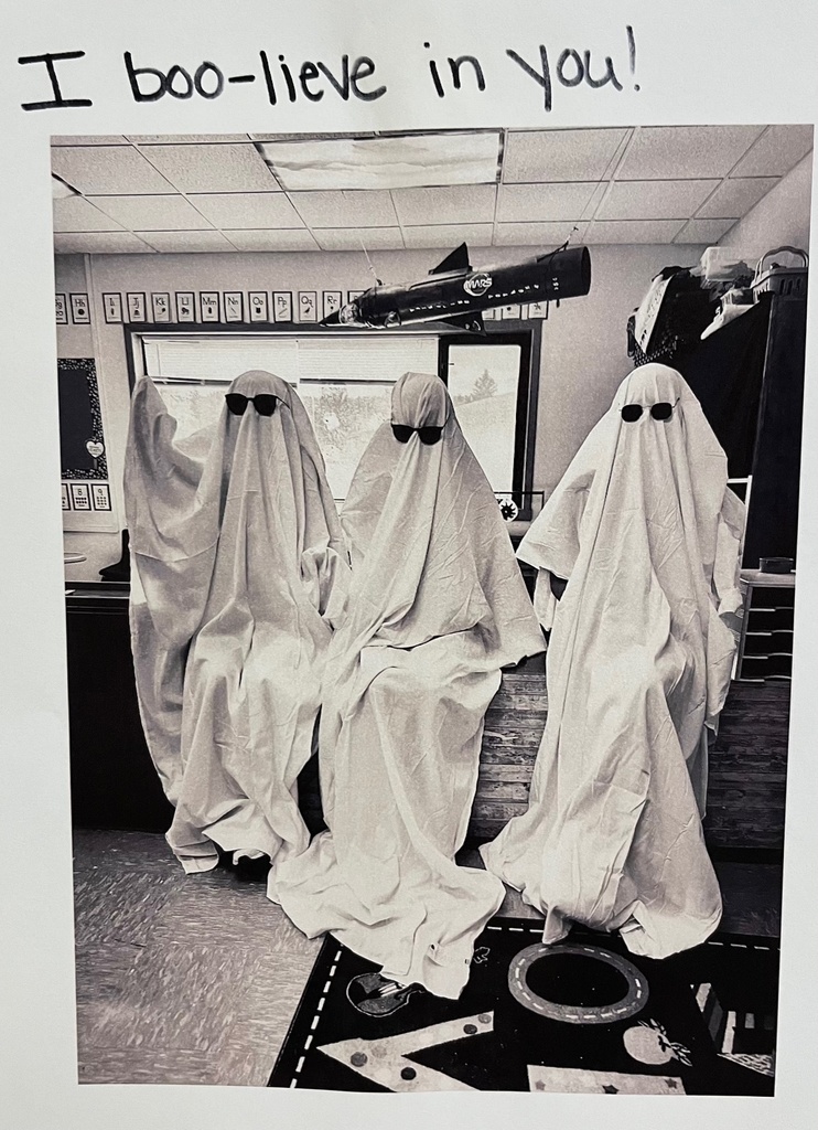 3 ghosts in school with saying