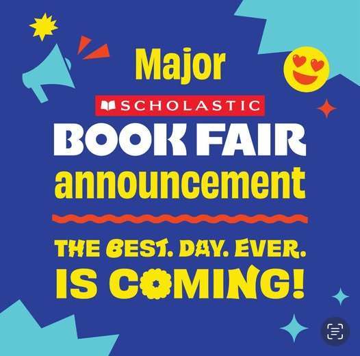 BOOK FAIR, BLUE BACKGROUND, SCHOLASTIC BEST DAY EVER