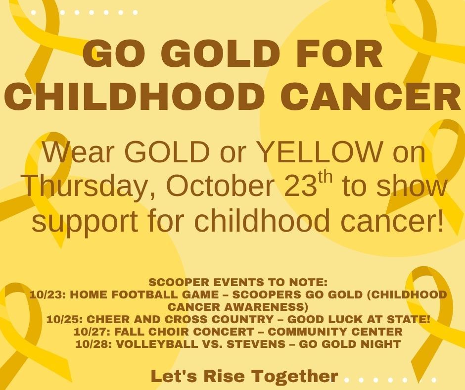 GO GOLD FOR CHILDHOOD CANCER, YELLOW BACKGROUND WITH YELLOW RIBBONS