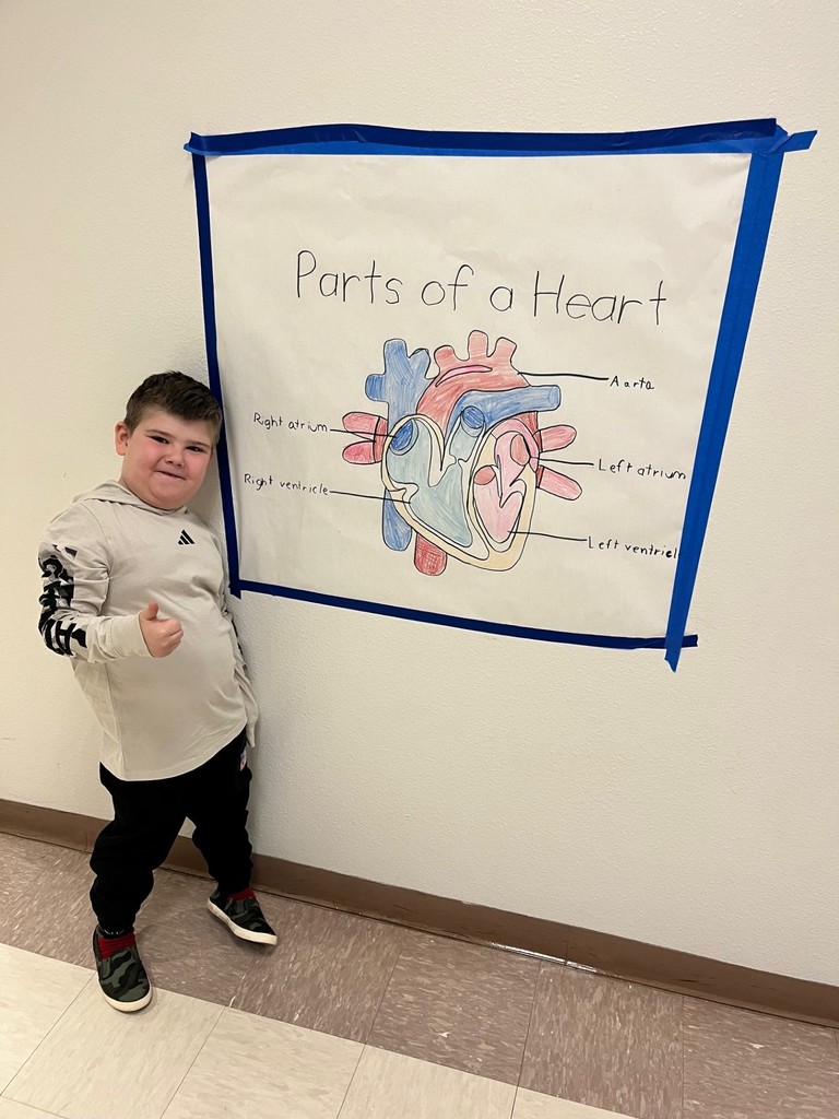 George presenting about his heart to the class