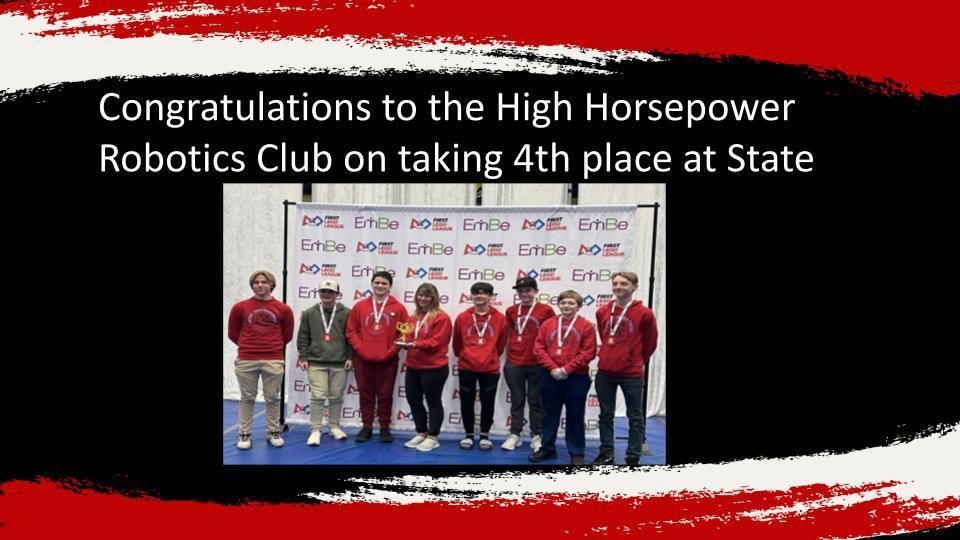 Congratulations to our Robotics Club on Placing 4th at State