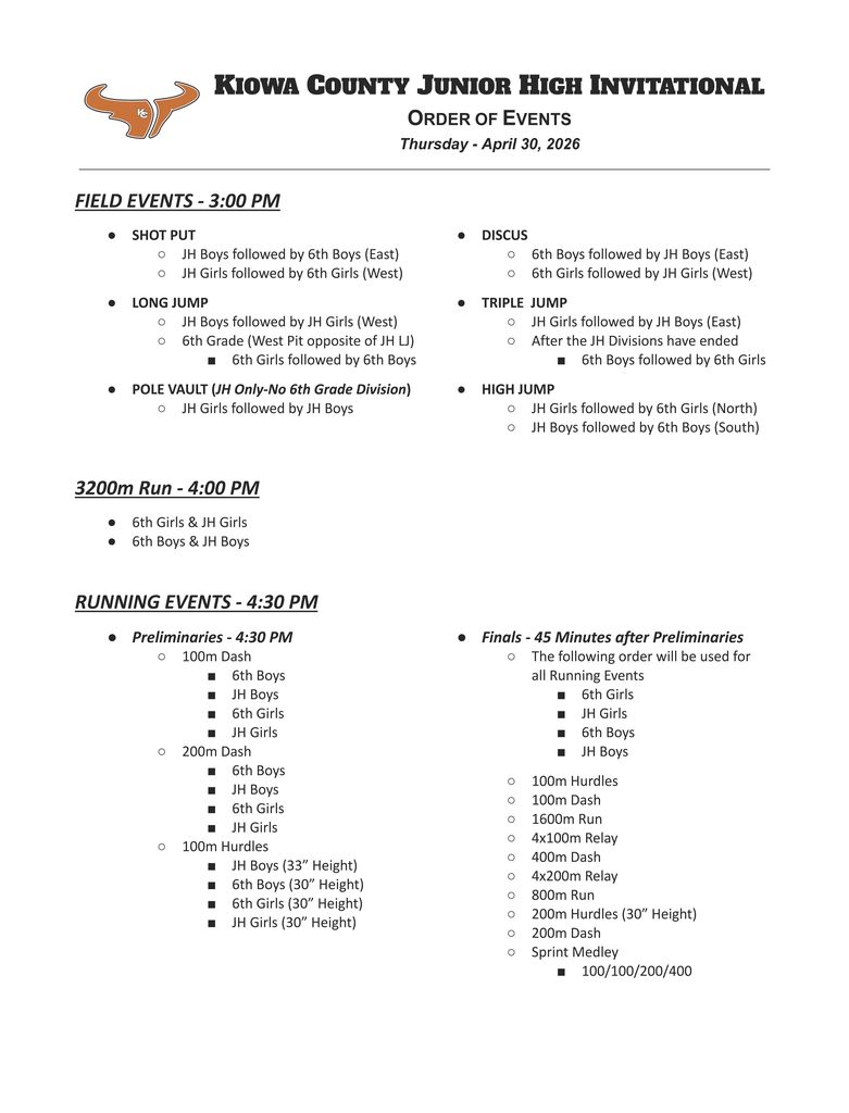 order of events
