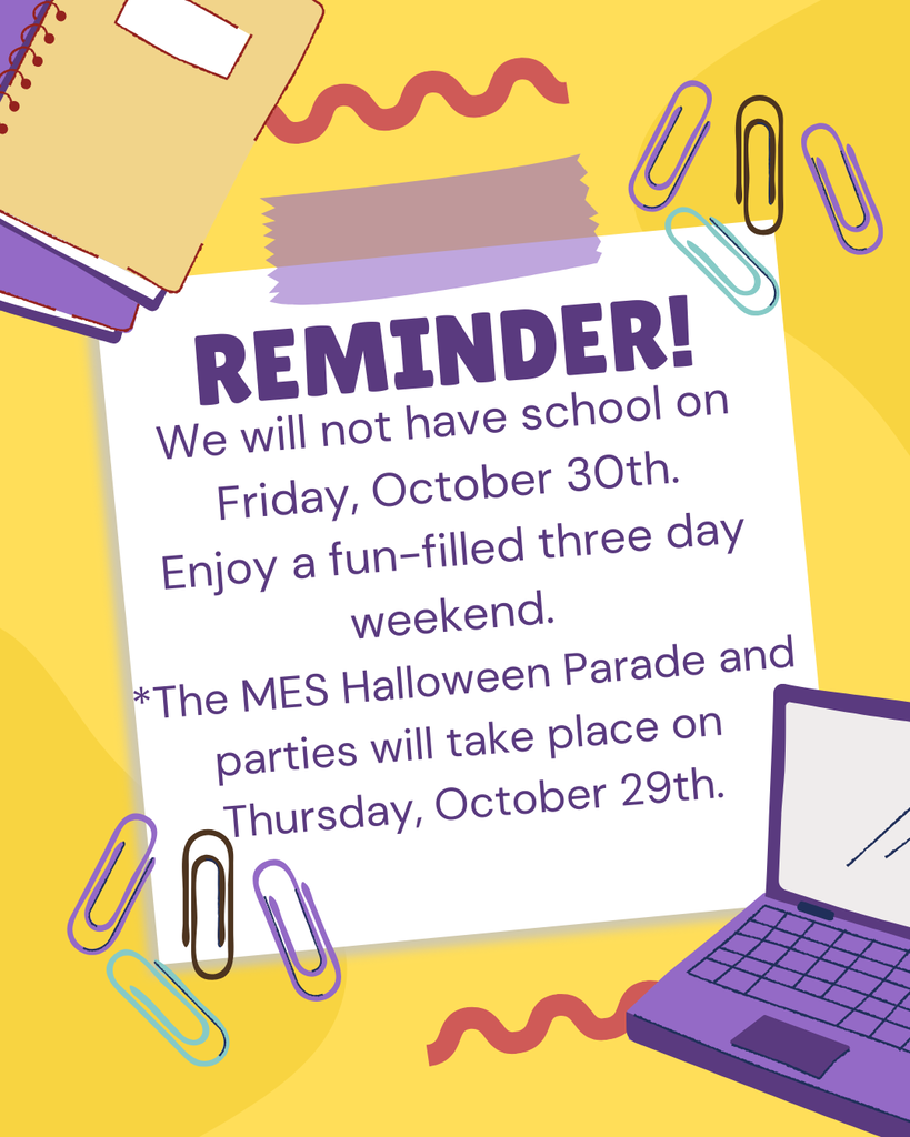 No School October 30th.