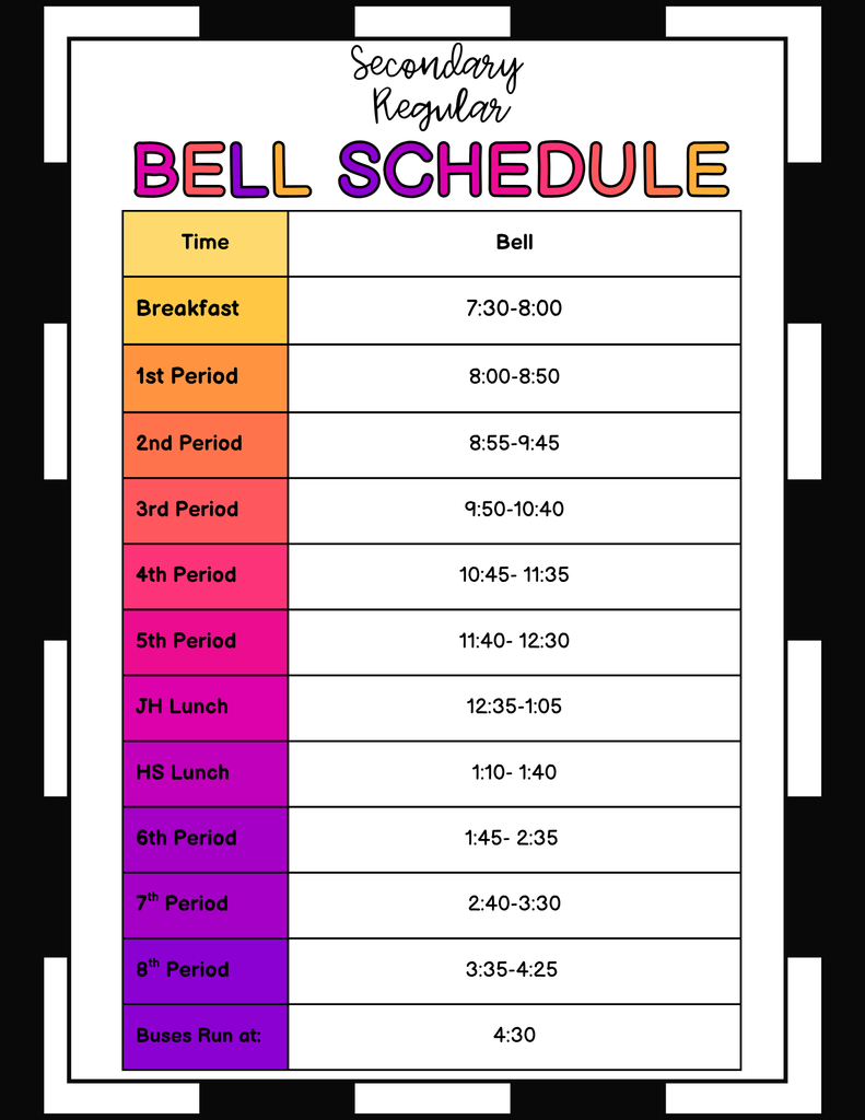 Secondary Schedule