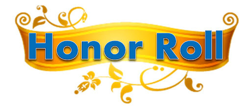 Honor Roll written blue on a gold banner