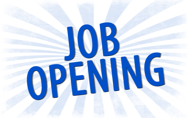 job opening written in blue. 