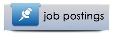 job posting written in black. the background is light blue. to the left of the words is a white push pin. 