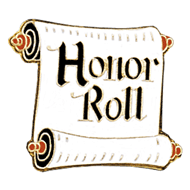 honor roll written in black on a white scroll