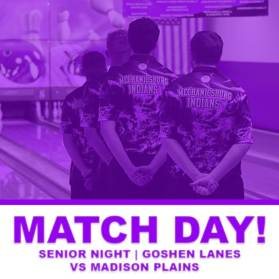 Join us as Mechanicsburg takes on Madison Plains in an epic bowling battle! 🏆 Let’s celebrate our seniors and make this one a night to remember!  We are also broadcasting this event on MIBN!  📅 Date: Tonight ⏰ Time: 4:30 PM 📍 Location: Goshen Lanes  #SeniorNight #GoBurg
