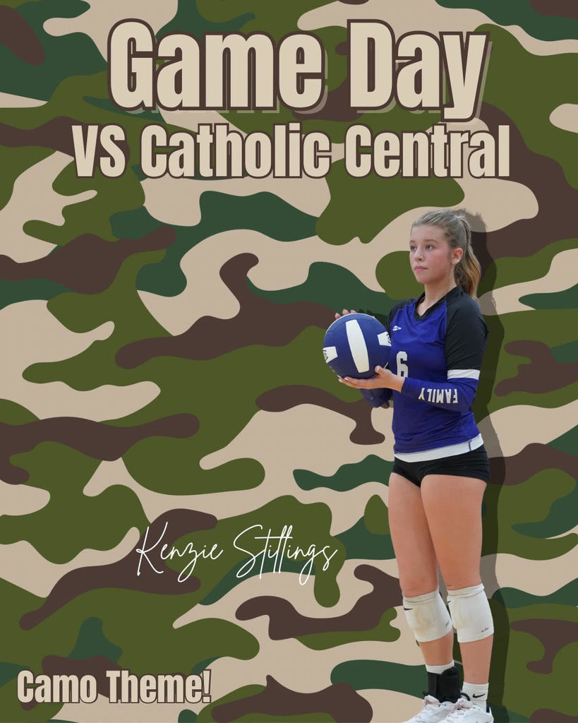 🏐🔥 GAME DAY 🔥🏐  Burg Volleyball is back on the court TONIGHT vs. Catholic Central!  📍 Catholic Central  ⏰ 5:30 PM start    🎽 THEME: CAMO — let’s pack the stands