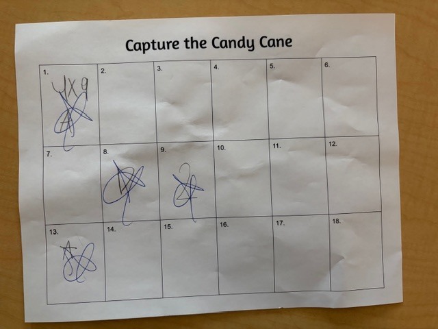 Capture the Candy Cane-Math Review was a success!  3rd-grade students practicing for their test and having fun showing what they know!  