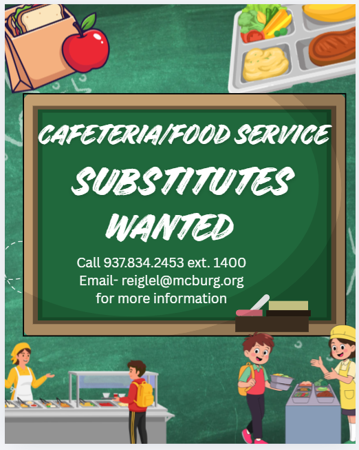 Cafeteria Substitutes Wanted