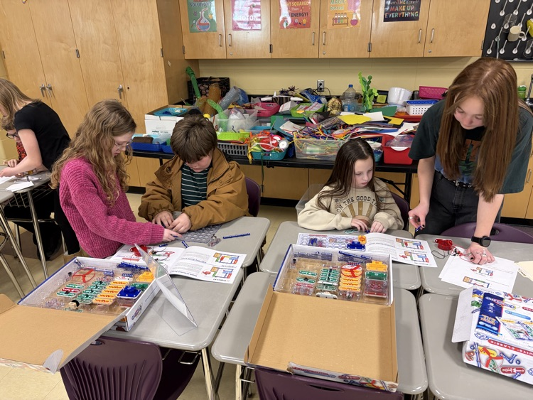 stem -STEM kids teaching some 4th graders about circuits! Love seeing our kids leading and teaching!