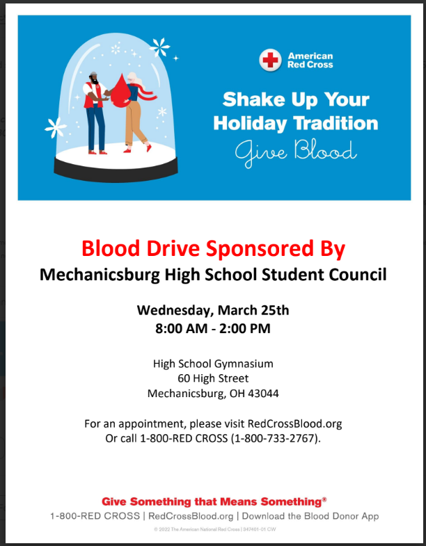 HS Blood Drive March 25th