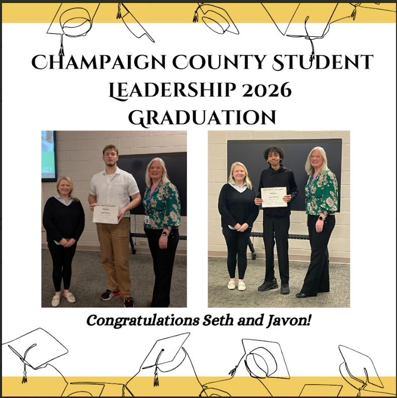 Congratulations to our very own Seth Baldwin and Javon Seldon on graduating from the Champaign County Student Leadership program! We are proud of their hard work in this program, which is proudly sponsored by the Chamber of Commerce.