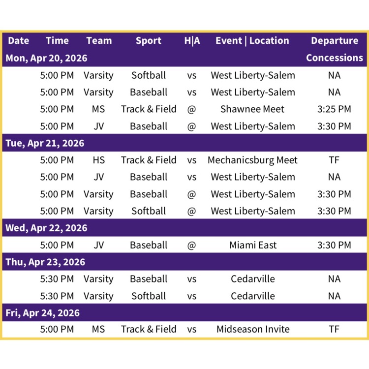 Mechanicsburg Athletics | Week of 4.20.26