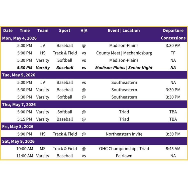WK- Mechanicsburg Athletics | Week of 5.4.26