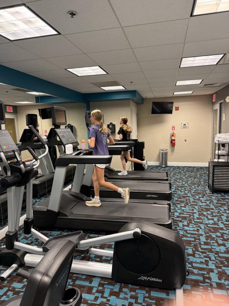 track- Even though we walk 7 miles a day, these girls are still up before breakfast and putting in the work! 