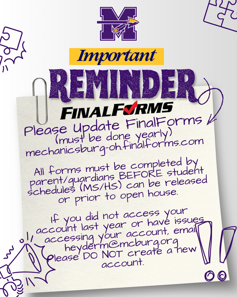 Important Reminder Final forms need updated