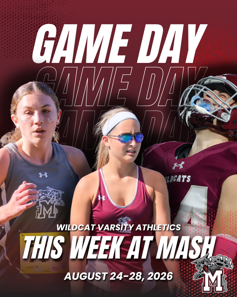 Game day graphic showing Cross Country, Tennis and Football Athletes.