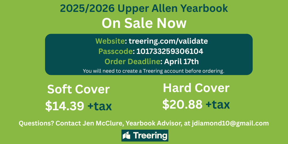 green graphic with yearbook ordering information