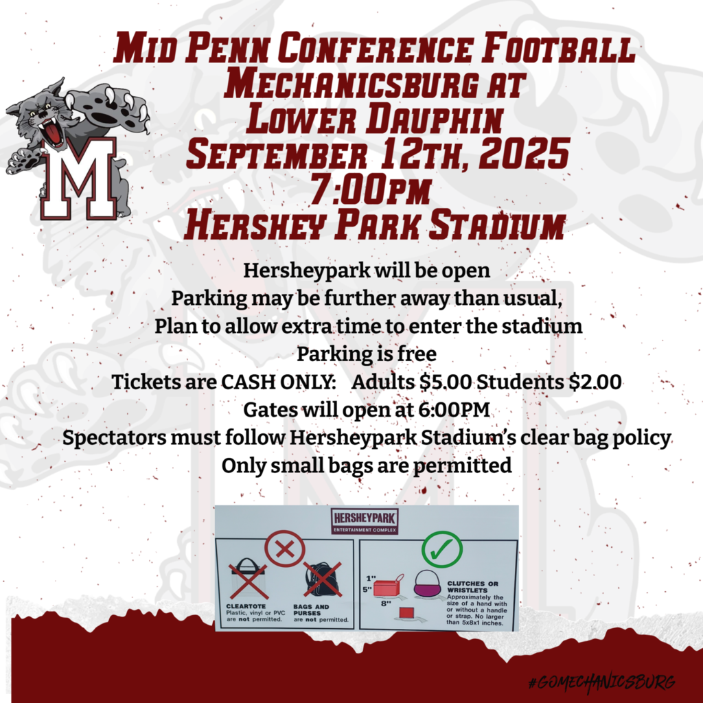 Graphic that advertises procedures for entry into a football game.