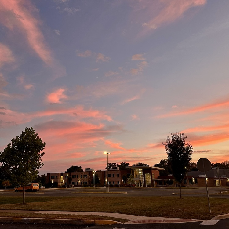 sunset over a school