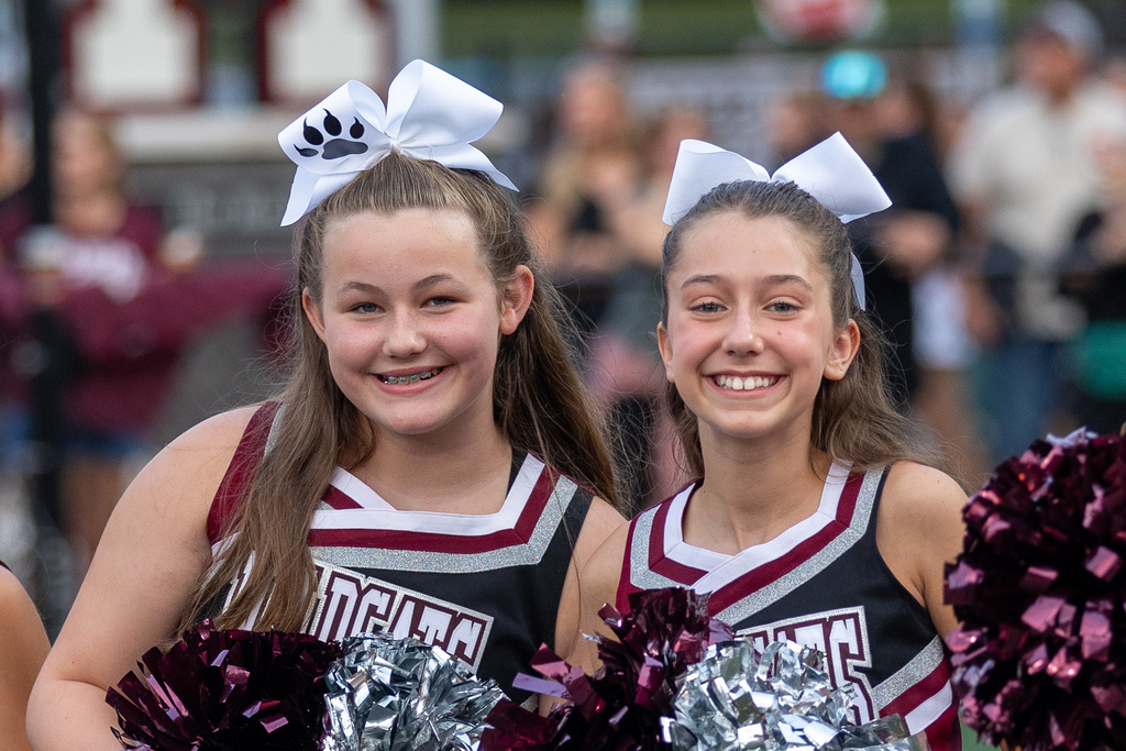 Youth cheerleaders at a game