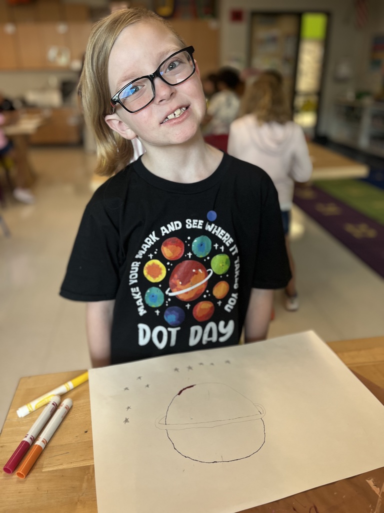 Student wearing dot day tshirt