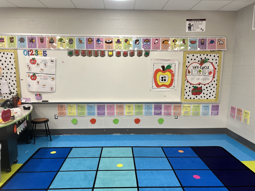 The inside of a classroom that is ready for Apple Day