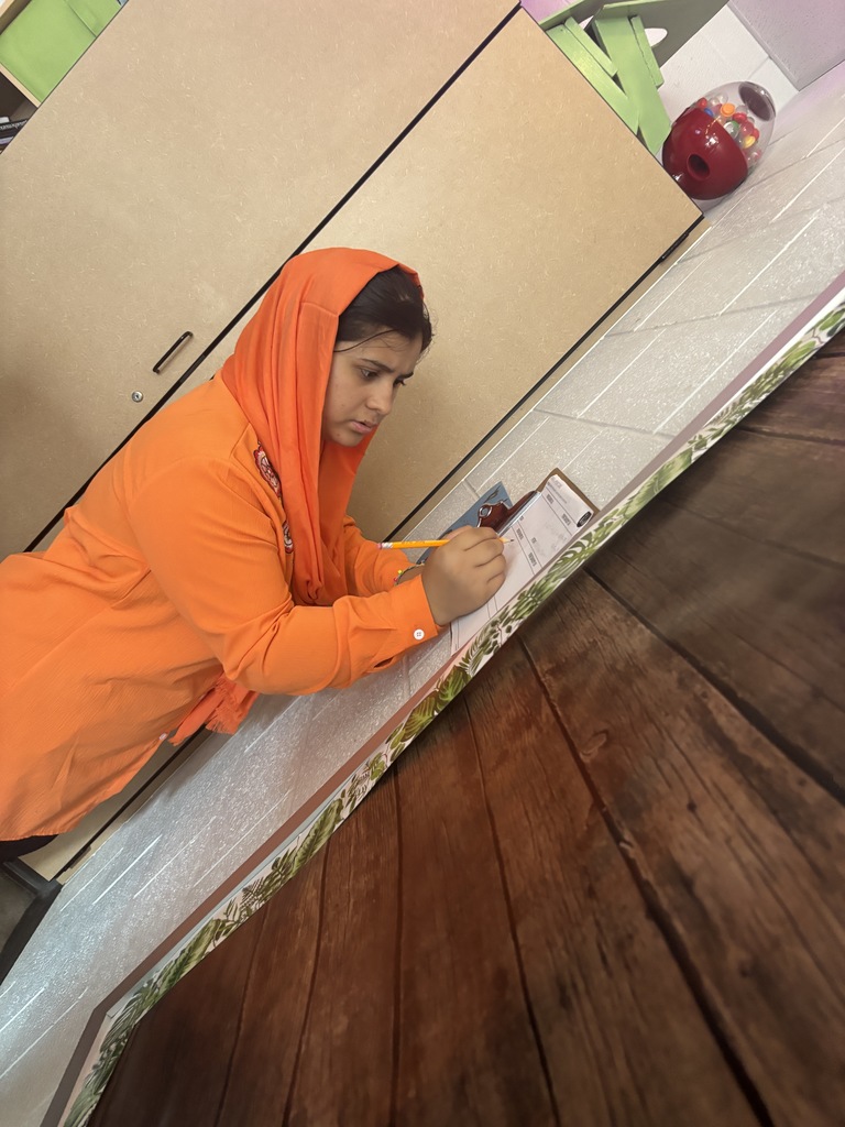 Student solves math problem