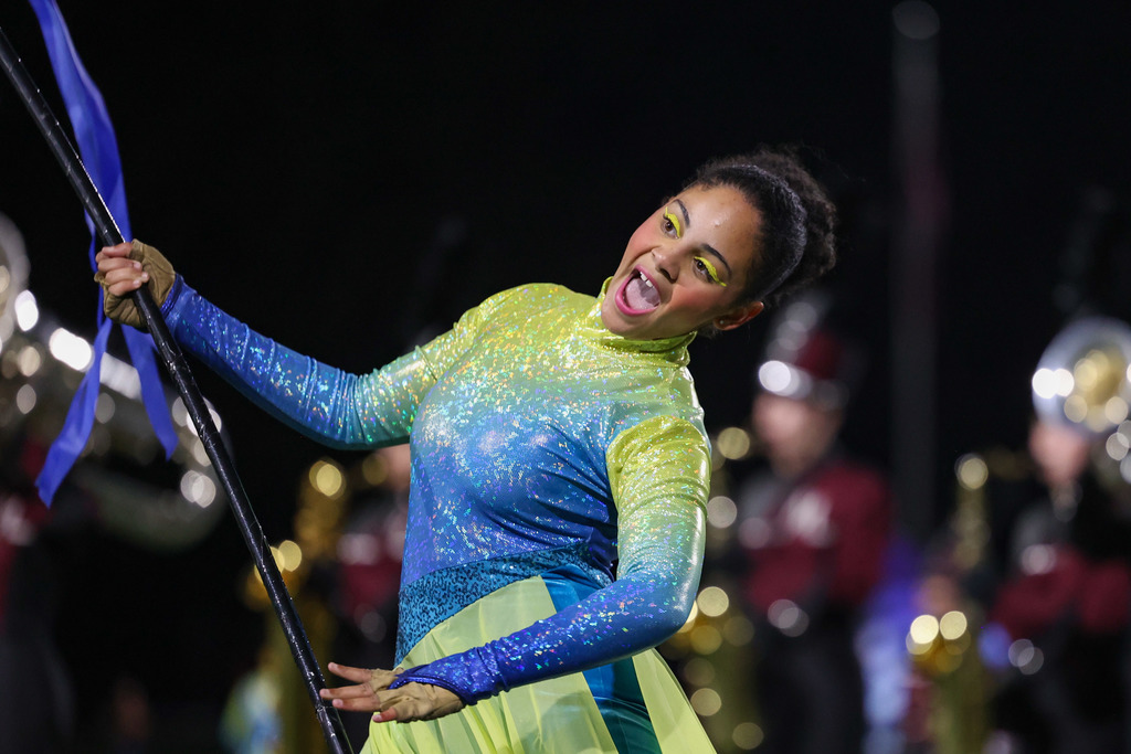 Color guard member during performance.