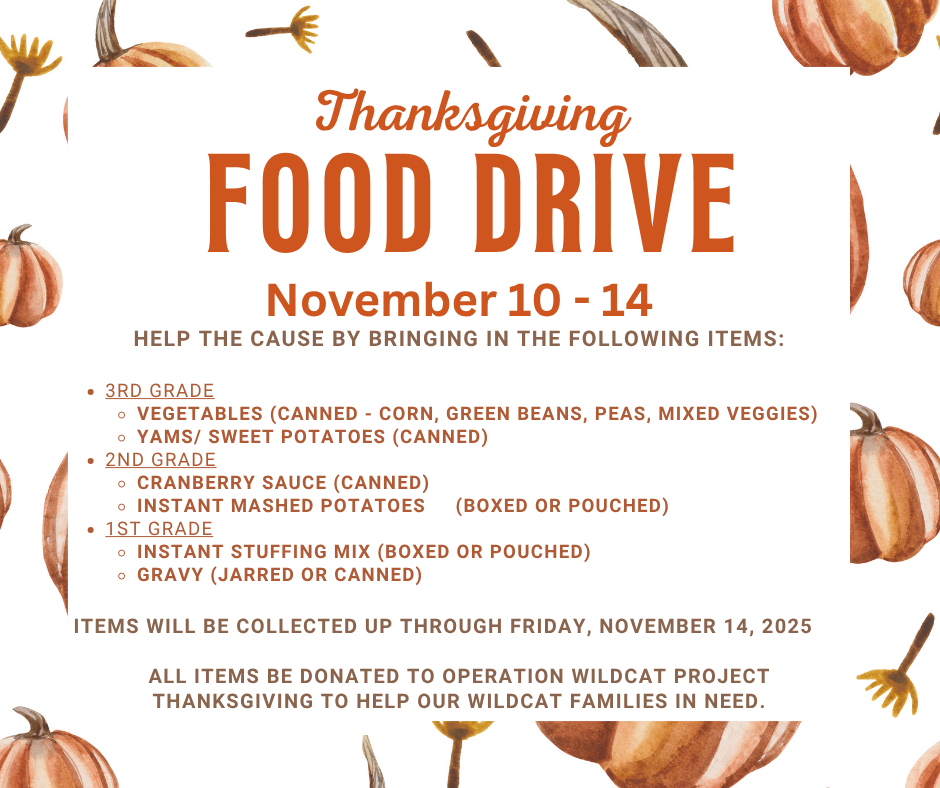 Thanksgiving  Food Drive November 10 - 14